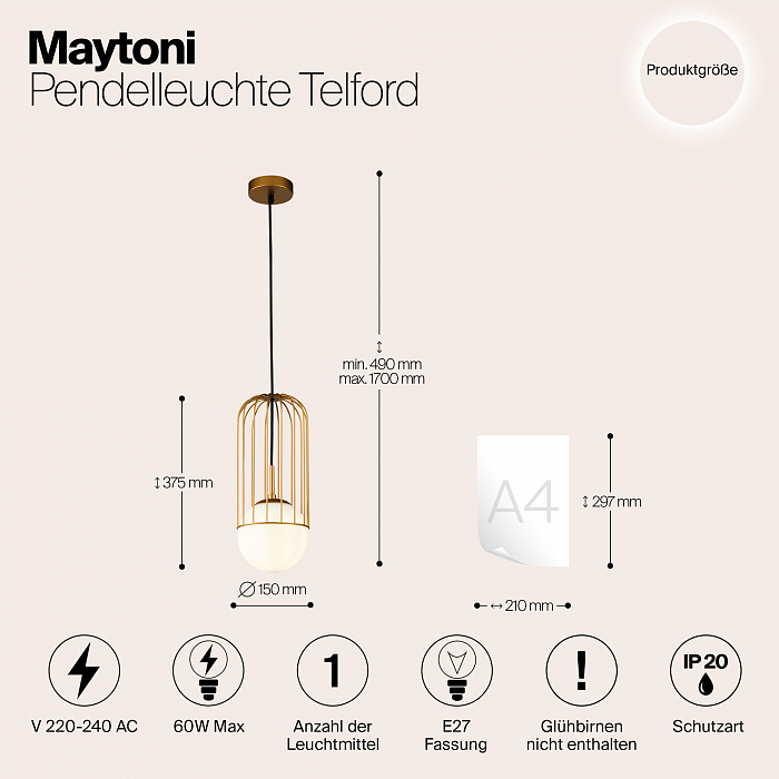 Светильник Maytoni P362PL-01G