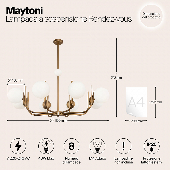 Светильник Maytoni MOD109PL-08BS