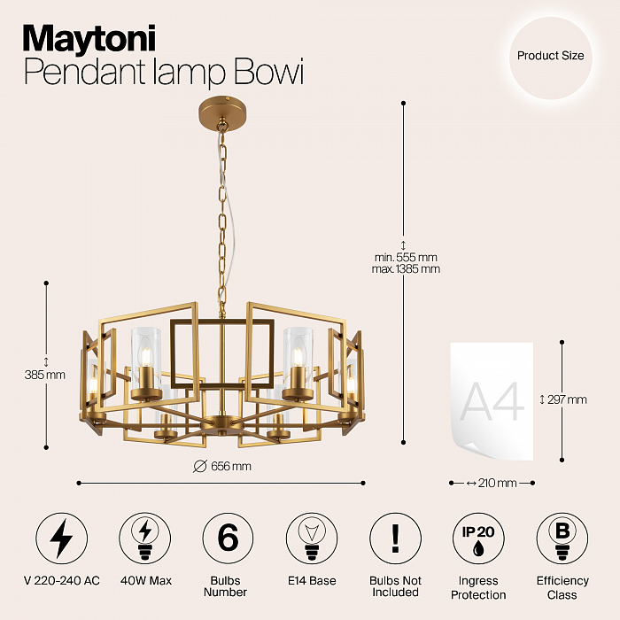 Светильник подвесная Maytoni H009PL-06G