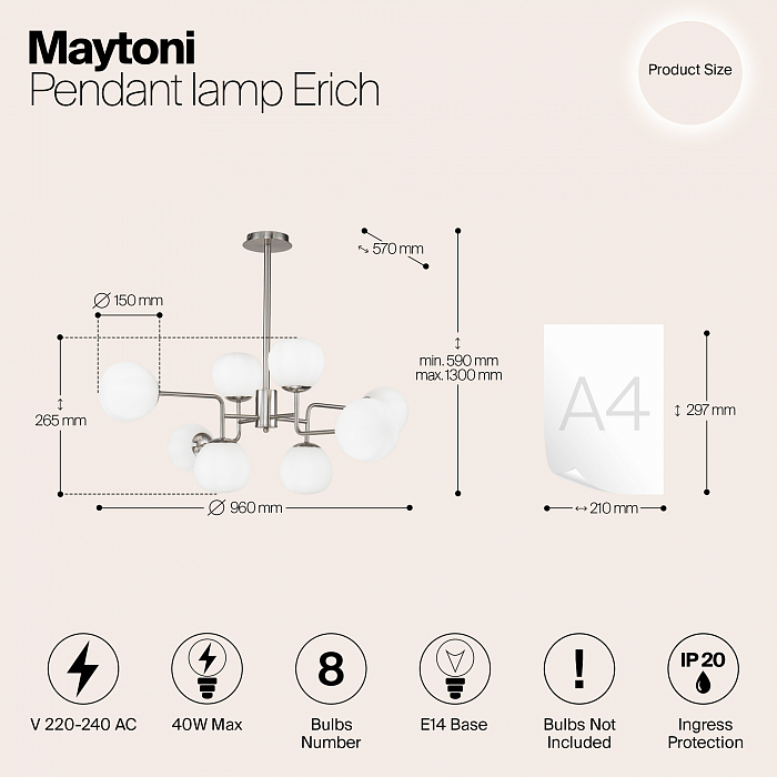 Светильник Maytoni MOD221-PL-08-N