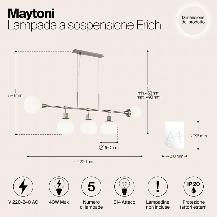 Светильник большой Maytoni MOD221-PL-05-N
