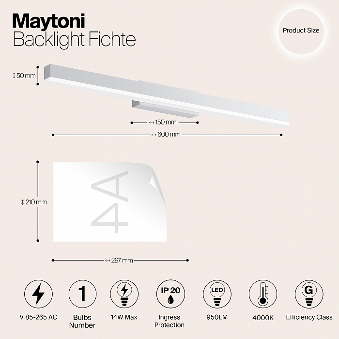 Интерьерная подсветка подсветка картины Maytoni MIR012WL-L14W4K