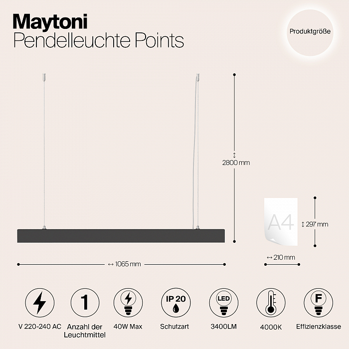 Светильник светодиодный Technical P050PL-L40B4K