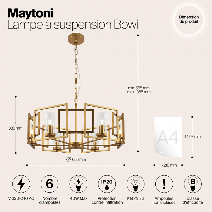 Светильник подвесная Maytoni H009PL-06G